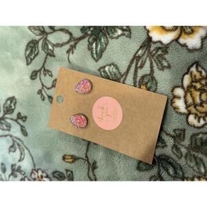 Pink Teardrop Glitter Earrings
